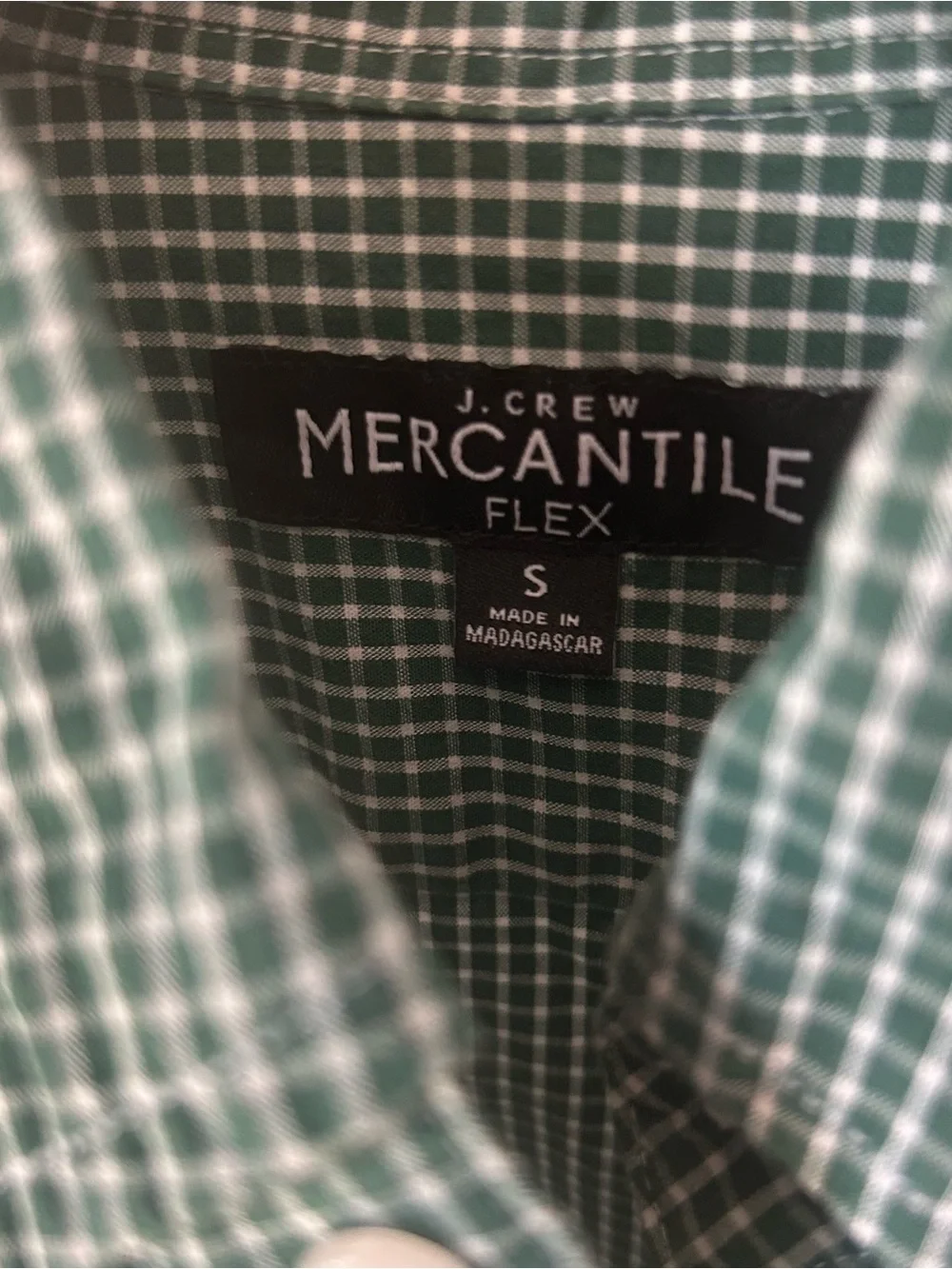 J CREW Mercantile Flex Shirt Button-Up Long Sleeve Collared Green Plaid Size S